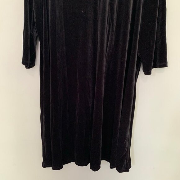 NEW‎ Botique+ black crushed velvet velour long sleeve below knee party dress - Picture 4 of 12